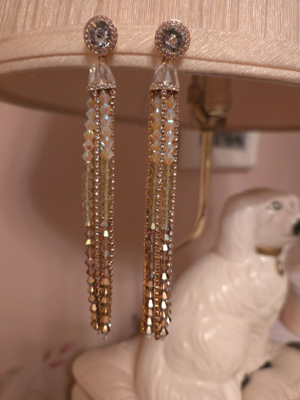 Vintage Swarovski Gradient Pink Crystal Clip Statement Earrrings